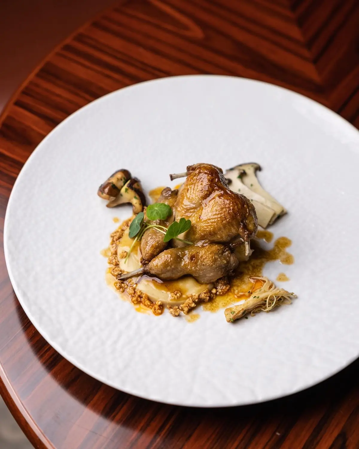 Quail with mushrooms