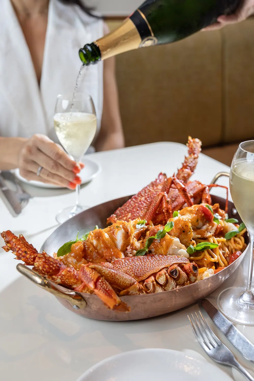 Lobster pasta with Champagne